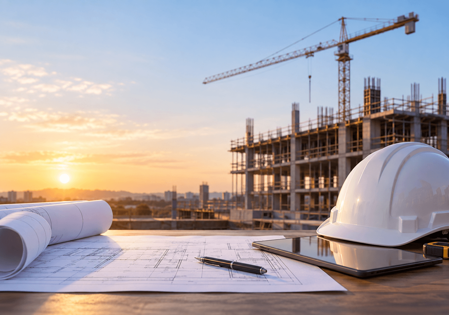 Prime Zee One construction site at golden hour