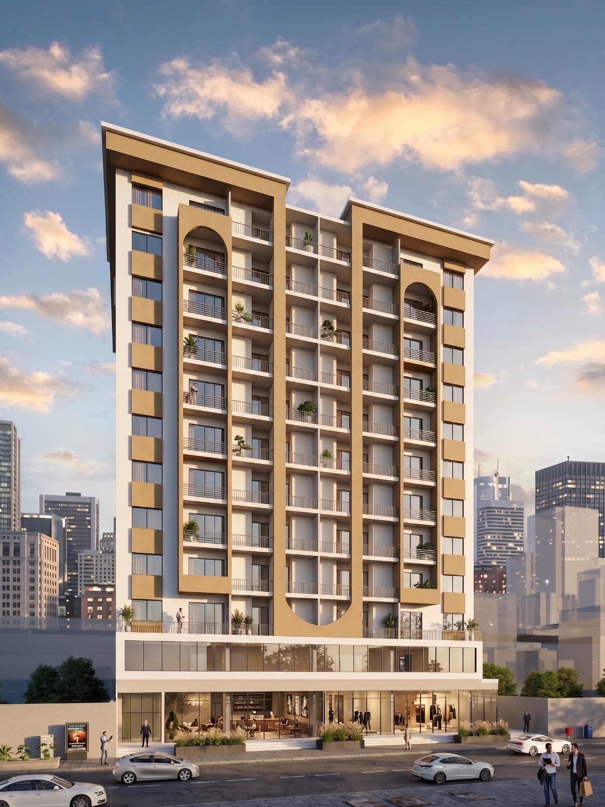 Prime Zee One tower exterior at golden hour
