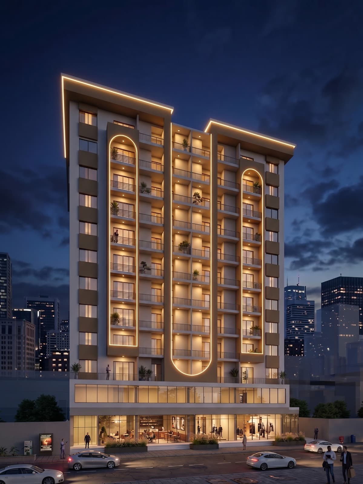 Prime Zee One tower structure illuminated at night