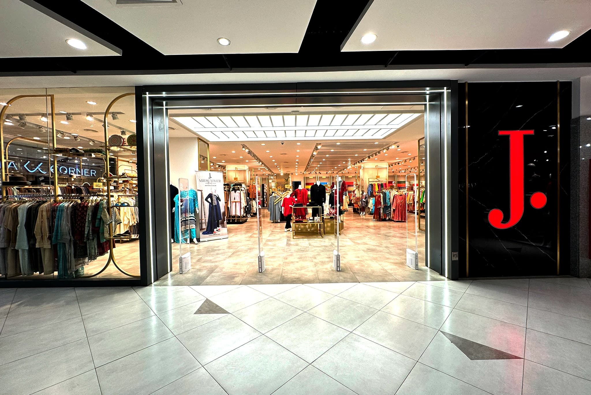 Fashion retail stores in the commercial podium